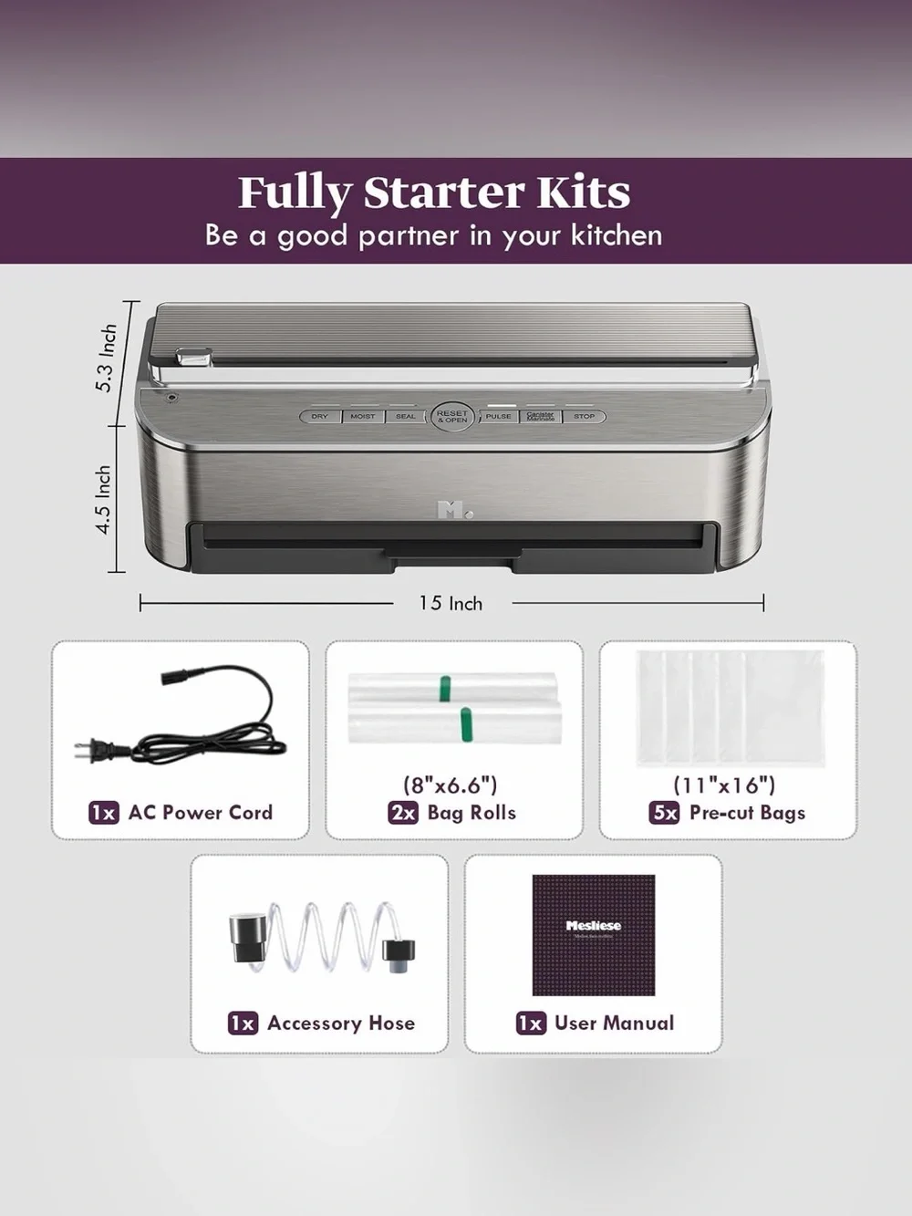 Mesliese Fully Automatic Vacuum Sealer, Shallker Robot